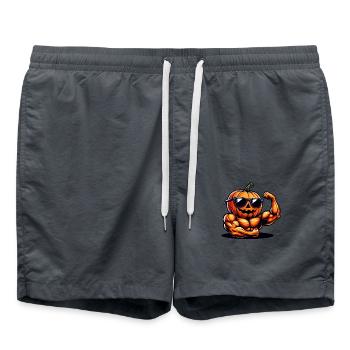 Cooler muskulöser Halloween-Kürbis - Badeshorts - Anthrazit - Vorne - AI Model Male 185 light (185cm)