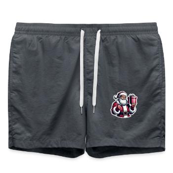 Weihnachtsmann mit Geschenk - Badeshorts - Anthrazit - Vorne - AI Model Male 185 light (185cm)