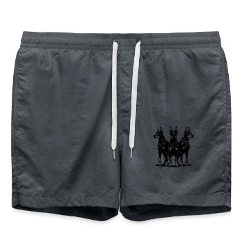 Dobermänner Hunde als dreier Wachgruppe - Badeshorts - Anthrazit - Vorne - AI Model Male 185 light (185cm)
