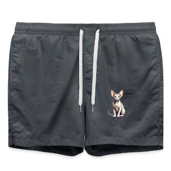 Sphynx Cat No Fur, No Problem - Swim Trunks - anthracite - Front - AI Model Male 185 light (185cm)