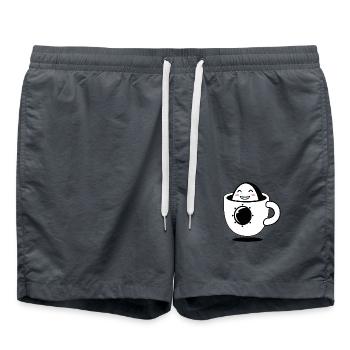 Design "Cosmic Cuppa" - Badeshorts - Anthrazit - Vorne - AI Model Male 185 light (185cm)