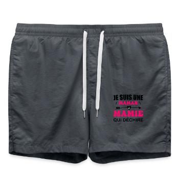 je suis une maman et mamie qui déchire - Short de bain - charbon - Devant - AI Model Male 185 light (185cm)