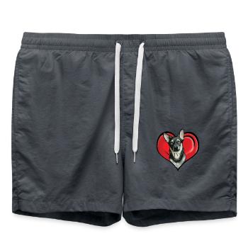 Comic Deutscher Schäferhund im Herz - Badeshorts - Anthrazit - Vorne - AI Model Male 185 light (185cm)