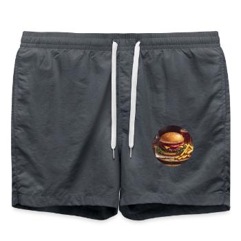 Des hamburgers, des frites et une boisson fraîche – un pur plaisir - Short de bain - charbon - Devant - AI Model Male 185 light (185cm)