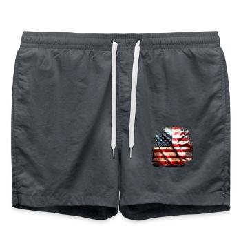 Flagge Amerika Grunge - Badeshorts - Anthrazit - Vorne - AI Model Male 185 light (185cm)