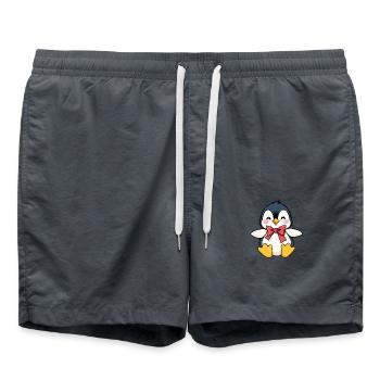 Pingouin charmant avec nœud papillon rouge - Short de bain - charbon - Devant - AI Model Male 185 light (185cm)