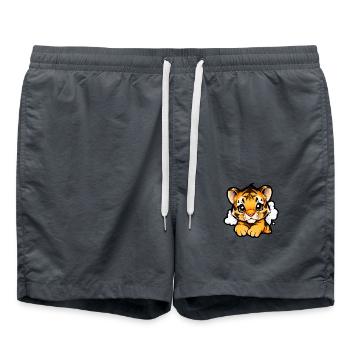 Playful Tiger Cub in a Cloud Dreamscape - Swim Trunks - anthracite - Front - AI Model Male 185 light (185cm)