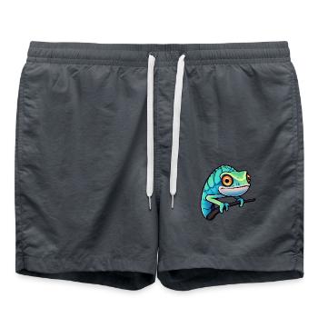 Adventurous Blue Lizard on a Branch - Swim Trunks - anthracite - Front - AI Model Male 185 light (185cm)