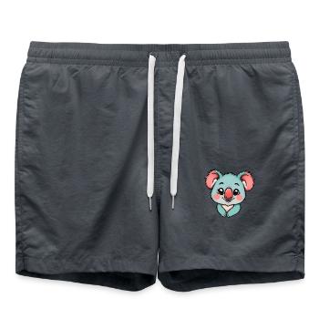 Fröhlicher Cartoon-Koala mit blaugrünem Fell - Badeshorts - Anthrazit - Vorne - AI Model Male 185 light (185cm)