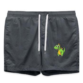Dinosaure de dessin animé souriant sur fond rose - Short de bain - charbon - Devant - AI Model Male 185 light (185cm)
