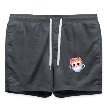 Cute Cartoon Teacup Design - Swim Trunks - anthracite - Front - AI Model Male 185 light (185cm)