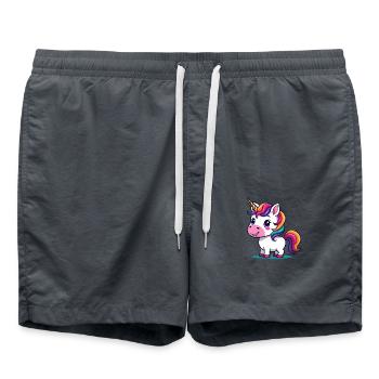 Mignon dessin animé de licorne violette - Short de bain - charbon - Devant - AI Model Male 185 light (185cm)