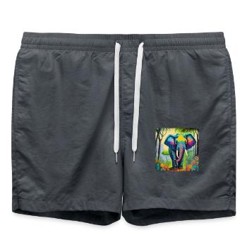 Elefant im Dschungel - Badeshorts - Anthrazit - Vorne - AI Model Male 185 light (185cm)