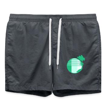 Palmen Insel Bäume Strand Streifen Meer Reise Rund - Badeshorts - Anthrazit - Vorne - AI Model Male 185 light (185cm)