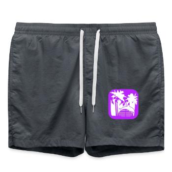 Dolphin Jumping Lines Sun Palm Trees Cool Silhouette - Swim Trunks - anthracite - Front - AI Model Male 185 light (185cm)