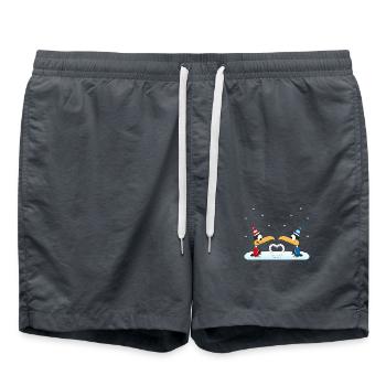 Liebe - Schnee - Winter - Pinguin - Pinguine - Badeshorts - Anthrazit - Vorne - AI Model Male 185 light (185cm)