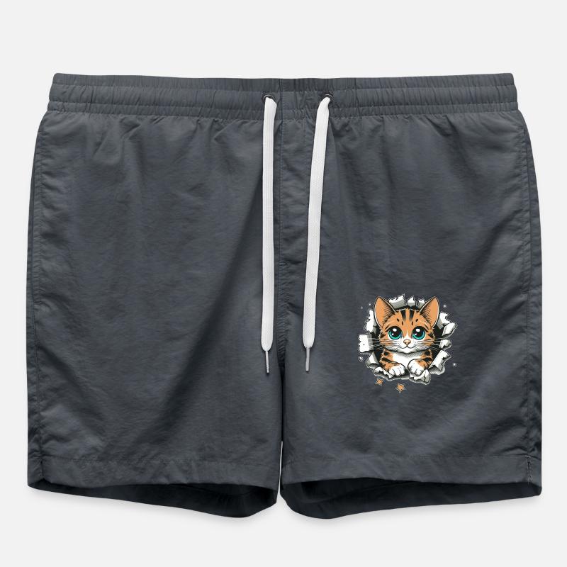 Chat mignon déchiré - Short de bain - charbon