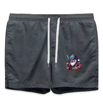 Santa mit Pistole und lustigem Spruch - Badeshorts - Anthrazit - Vorne - AI Model Male 185 light (185cm)