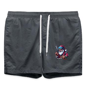 Santa mit Pistole und lustigem Spruch - Badeshorts - Anthrazit - Vorne - AI Model Male 185 light (185cm)
