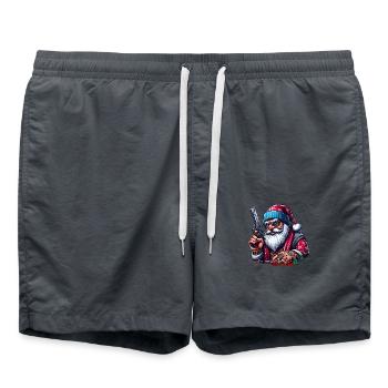 Santa mit Pistole und lustigem Spruch - Badeshorts - Anthrazit - Vorne - AI Model Male 185 light (185cm)