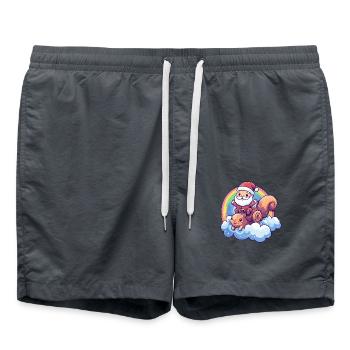 Écureuil Père Noël Arc-en-ciel - Short de bain - charbon - Devant - AI Model Male 185 light (185cm)