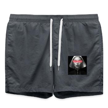 The Techno Nun - Rave Design - Swim Trunks - anthracite - Front - AI Model Male 185 light (185cm)