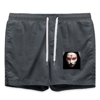 Satanic Techno Nun - Rave Design - Swim Trunks - anthracite - Front - AI Model Male 185 light (185cm)