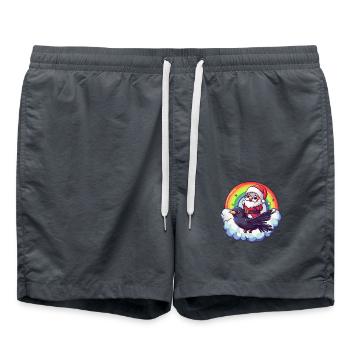 Corbeau Corbeau Père Noël Arc-en-ciel - Short de bain - charbon - Devant - AI Model Male 185 light (185cm)