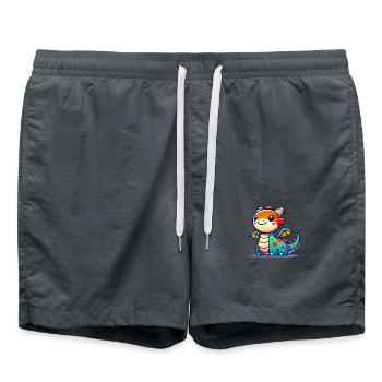 Dessin animé Dragon - Short de bain - charbon - Devant - AI Model Male 185 light (185cm)