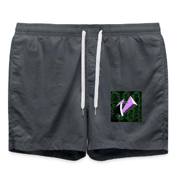 Figurine fantaisie violette sur fond vert - Short de bain - charbon - Devant - AI Model Male 185 light (185cm)