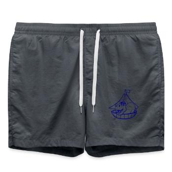 Funny Hippopotamus Captain Sailing Cute Cartoon Comic - Swim Trunks - anthracite - Front - AI Model Male 185 light (185cm)