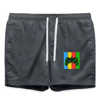 Vintage Retro Gaming Controller - Badeshorts - Anthrazit - Vorne - AI Model Male 185 light (185cm)