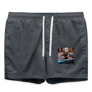 Cat on tour - I love Mexico! - Mexico city - Swim Trunks - anthracite - Front - AI Model Male 185 light (185cm)