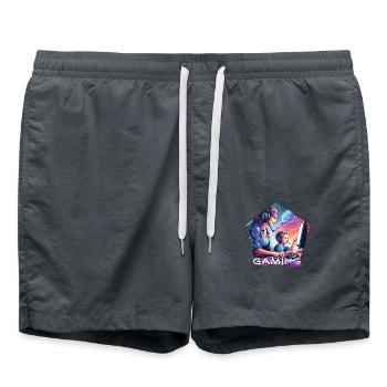Gaming MumEmblem Schriftzug - Badeshorts - Anthrazit - Vorne - AI Model Male 185 light (185cm)