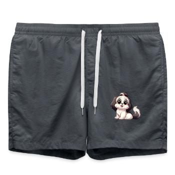 Shih Tzu - Swim Trunks - anthracite - Front - AI Model Male 185 light (185cm)