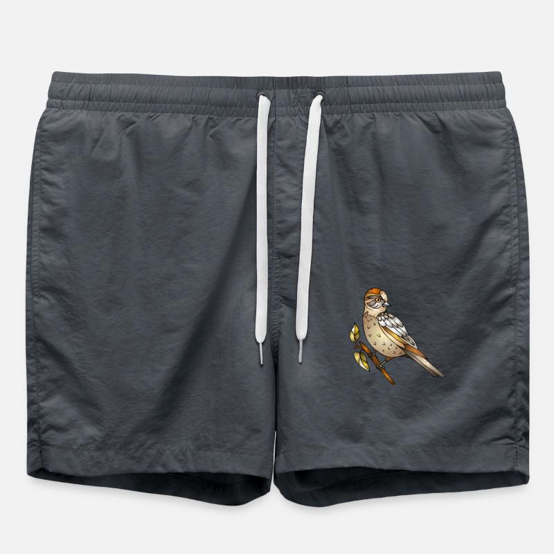 Bunter Vogel - Badeshorts - Anthrazit