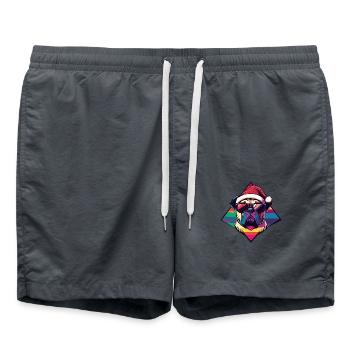 Bulldog Hund Weihnachten Cool - Badeshorts - Anthrazit - Vorne - AI Model Male 185 light (185cm)