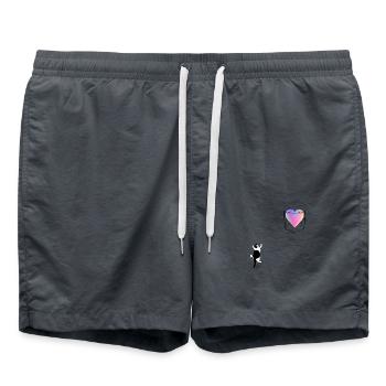 Chat près du cœur - cadeau amoureux des chats - Short de bain - charbon - Devant - AI Model Male 185 light (185cm)