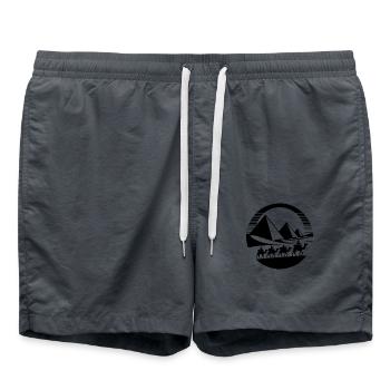 Egyptian Silhouette Pyramids and Camel Caravan - Swim Trunks - anthracite - Front - AI Model Male 185 light (185cm)