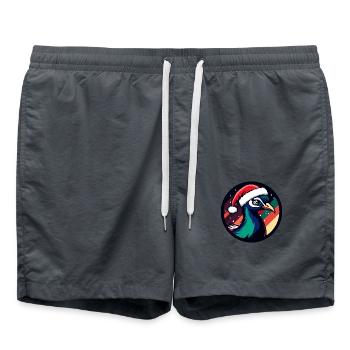 Peacock Bird Christmas X-Mas - Swim Trunks - anthracite - Front - AI Model Male 185 light (185cm)