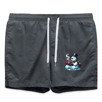 schneemann comic - Badeshorts - Anthrazit - Vorne - AI Model Male 185 light (185cm)