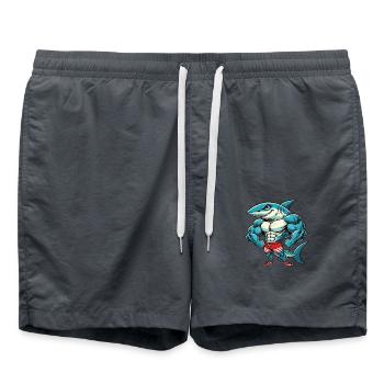 Musculation fitness bande dessinée requin - Short de bain - charbon - Devant - AI Model Male 185 light (185cm)