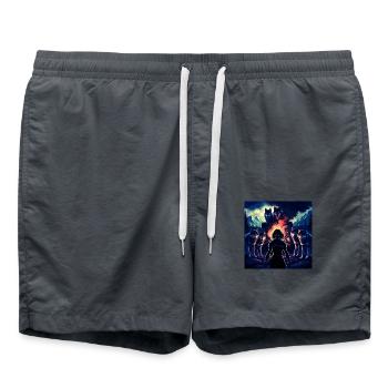 Urzeitlicher Krieger - Badeshorts - Anthrazit - Vorne - AI Model Male 185 light (185cm)