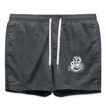 Seal mother with child - Swim Trunks - anthracite - Front - AI Model Male 185 light (185cm)