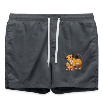 Lion mother with child - Swim Trunks - anthracite - Front - AI Model Male 185 light (185cm)
