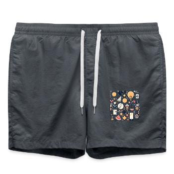 Bunte Icons und Symbole - Badeshorts - Anthrazit - Vorne - AI Model Male 185 light (185cm)