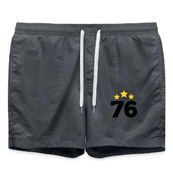 76 Jahre Stern - Geschenk zum 76. Jubiläum - Badeshorts - Anthrazit - Vorne - AI Model Male 185 light (185cm)