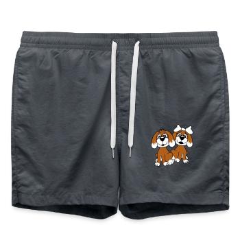 2 Hunde Team Zwei Freunde Liebe Pärchen Verliebt - Badeshorts - Anthrazit - Vorne - AI Model Male 185 light (185cm)