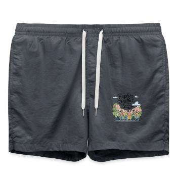 Explorez ensemble adevnture citation de voyage art texte - Short de bain - charbon - Devant - AI Model Male 185 light (185cm)