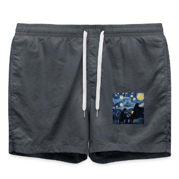 Klavier Piano Pianist Van Gogh - Badeshorts - Anthrazit - Vorne - AI Model Male 185 light (185cm)